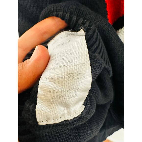 VICTOR GLEMAUD Black Red White Candy Detail Cotton Cashmere V Front Sweater S - Picture 5 of 15